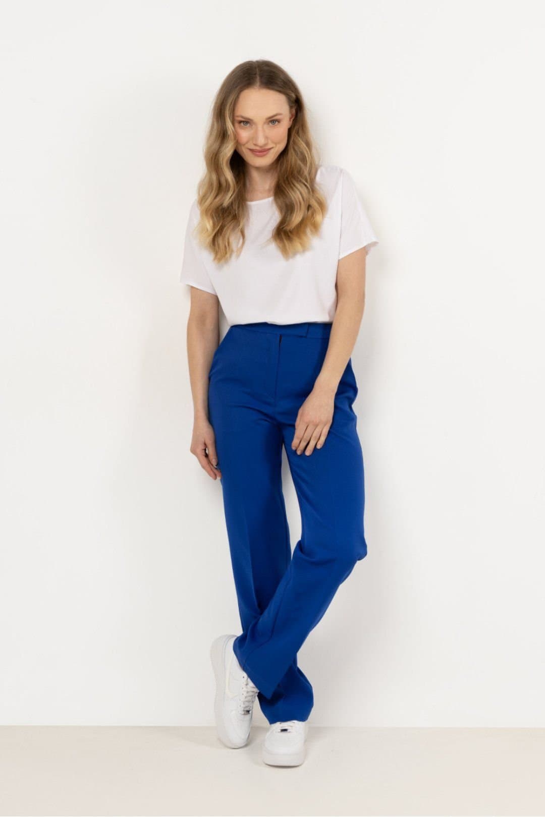 Love Lace Love Lace Women's Elegant Straight Crease Suit Trousers in Blue