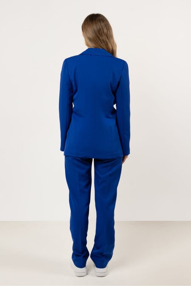 Love Lace Love Lace Women's Elegant Straight Crease Suit Trousers in Blue - 3