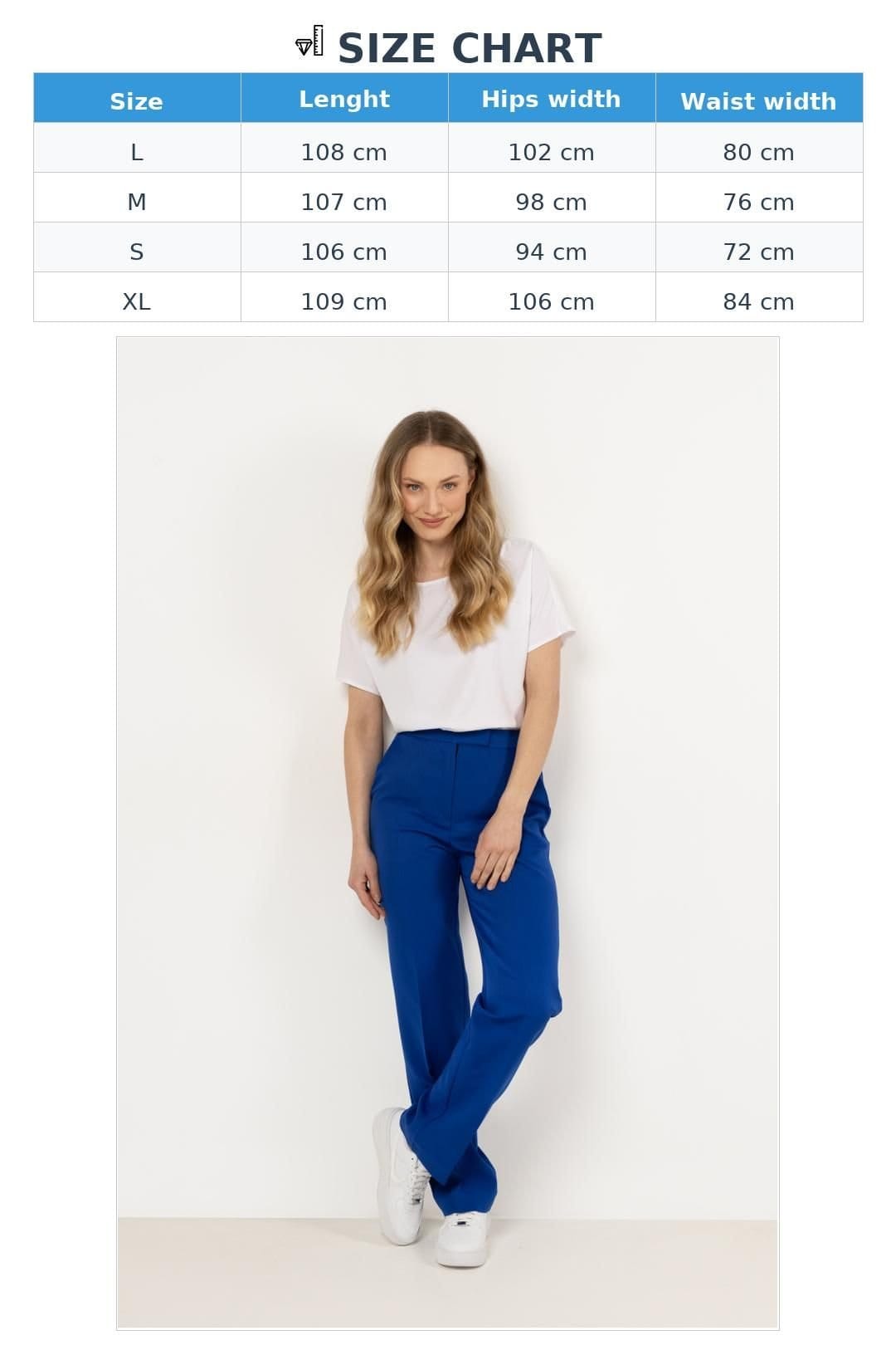 Love Lace Love Lace Women's Elegant Straight Crease Suit Trousers in Blue - 4
