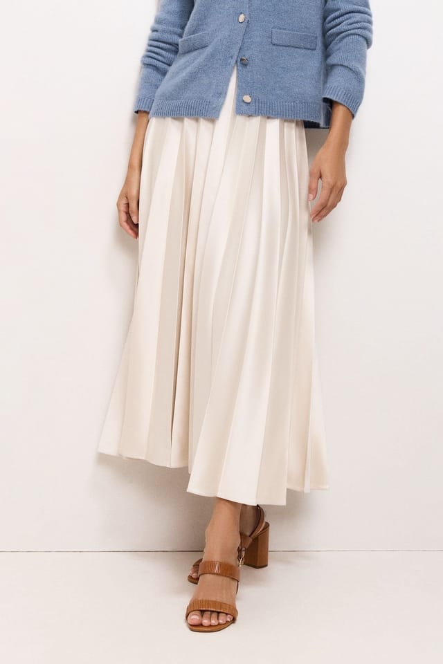 Phase Eight Phase Eight Women's Sybilla Pleated Midi Skirt in Light Beige - 3