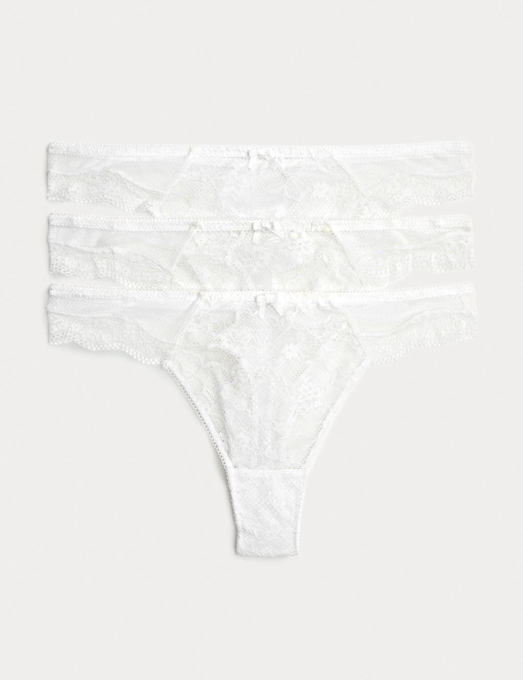 M&S 3pk Jasmine Lace Thongs White