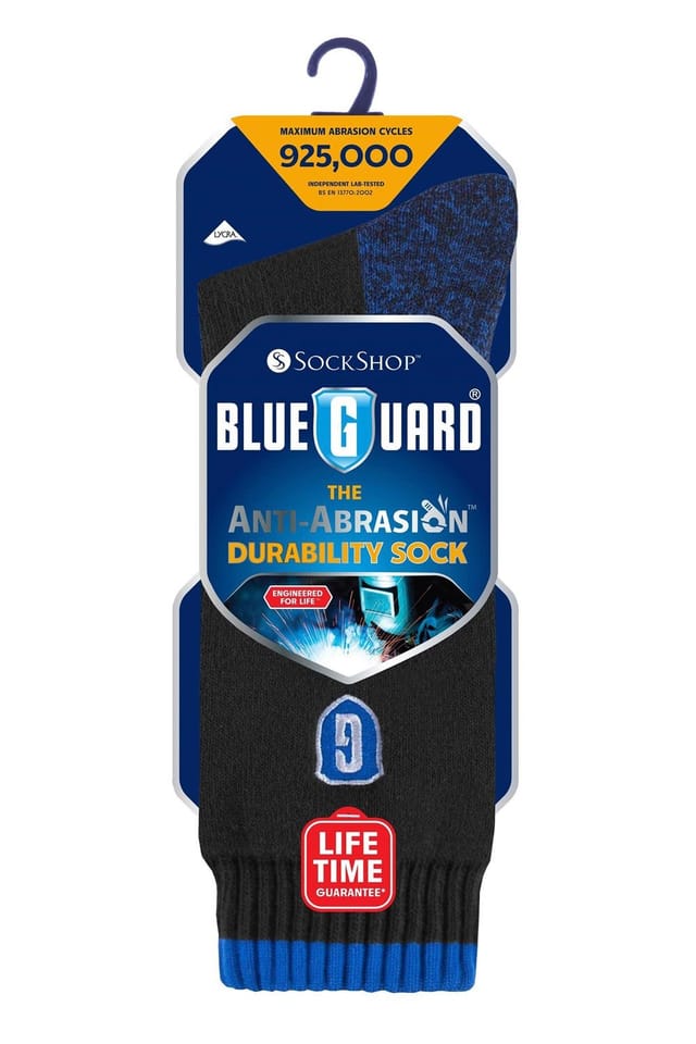 SOCKSHOP Blue Guard SOCKSHOP Blue Guard Men's Anti Abrasion Heavy Duty Work Socks for Steel Toe Boots in Black - 2