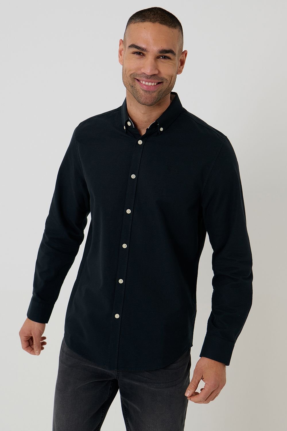 Threadbare Threadbare Men's Oxford Cotton 'Beacon' Long Sleeve Shirt in Black - 2