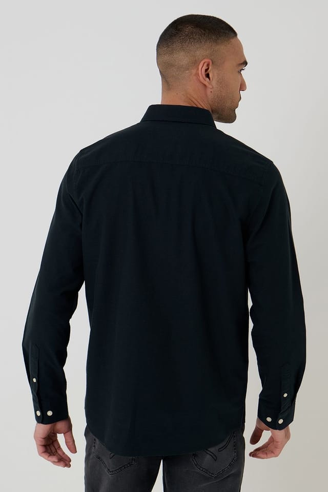 Threadbare Threadbare Men's Oxford Cotton 'Beacon' Long Sleeve Shirt in Black - 2