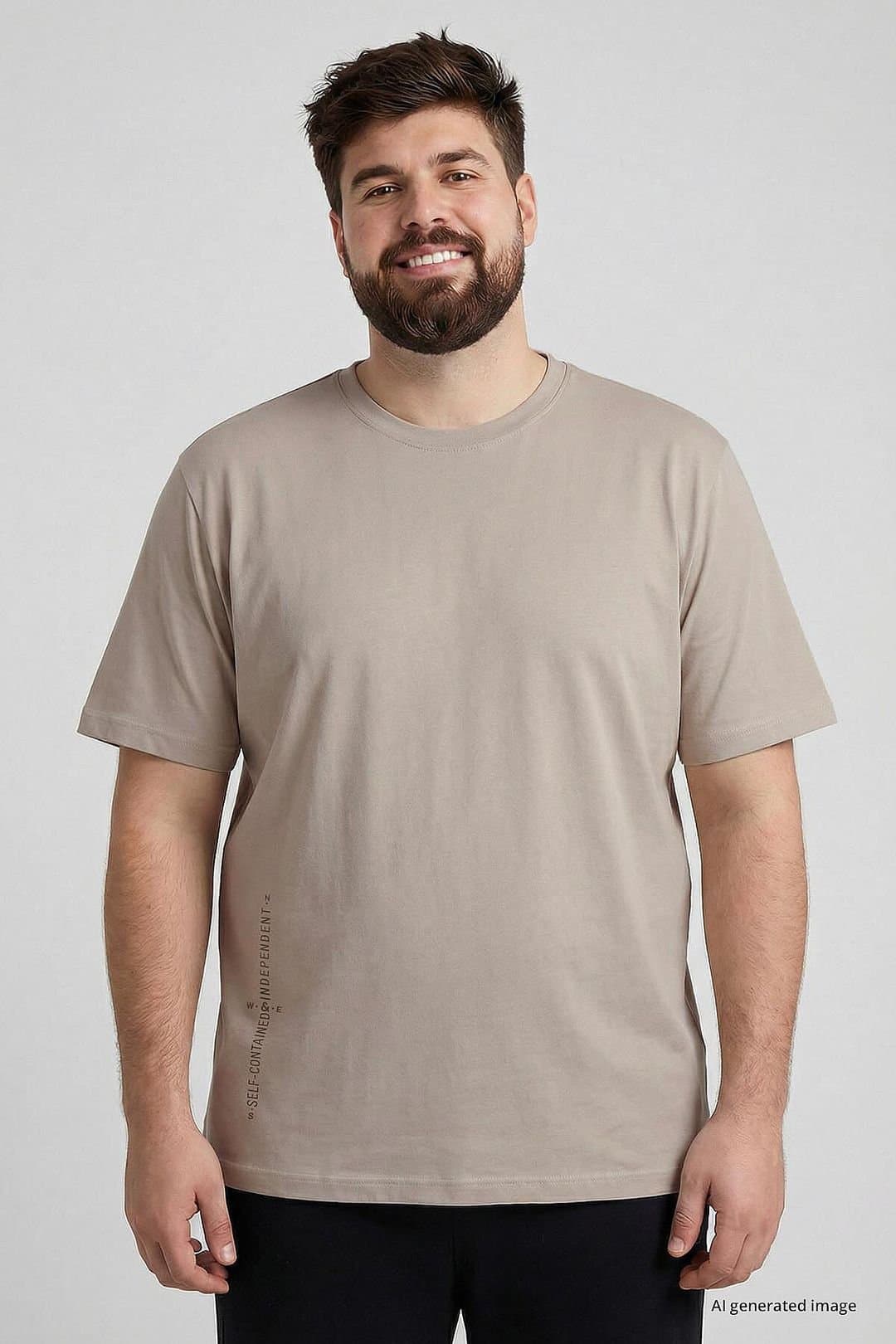 Tommy Life Tommy Life Men's Cotton Elastane T-Shirt in Beige