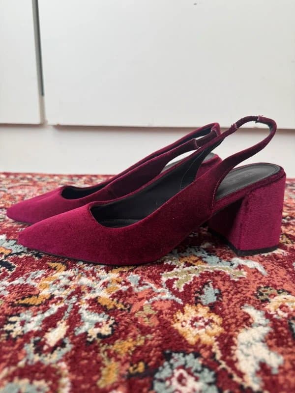 ASOS ASOS Red velvet sling back heels. Size 5