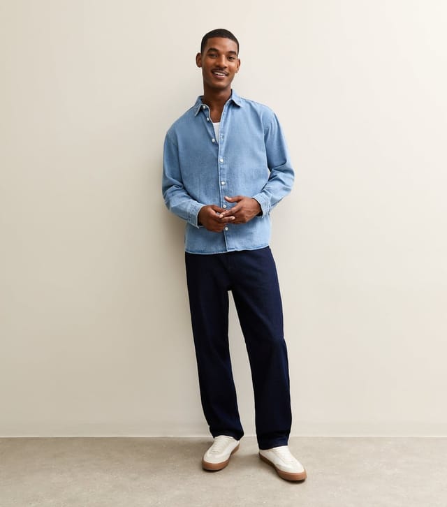 jack & jones Men's Light Blue Regular Denim Long Sleeve Shirt Jack & Jones New Look - 2