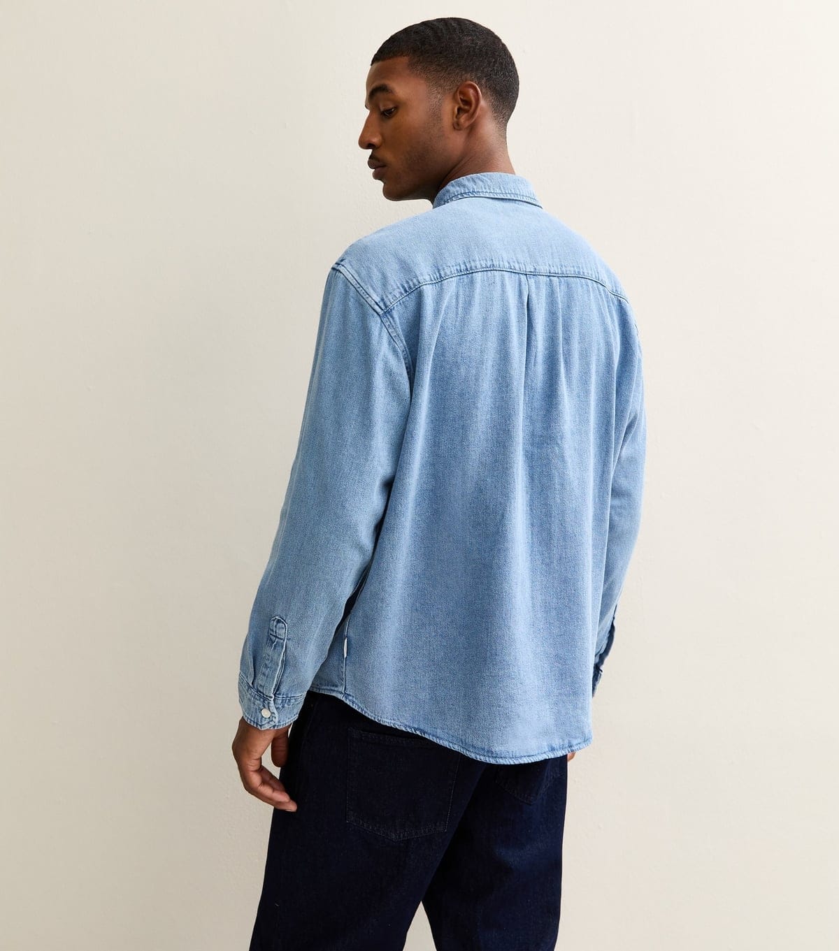 jack & jones Men's Light Blue Regular Denim Long Sleeve Shirt Jack & Jones New Look - 4