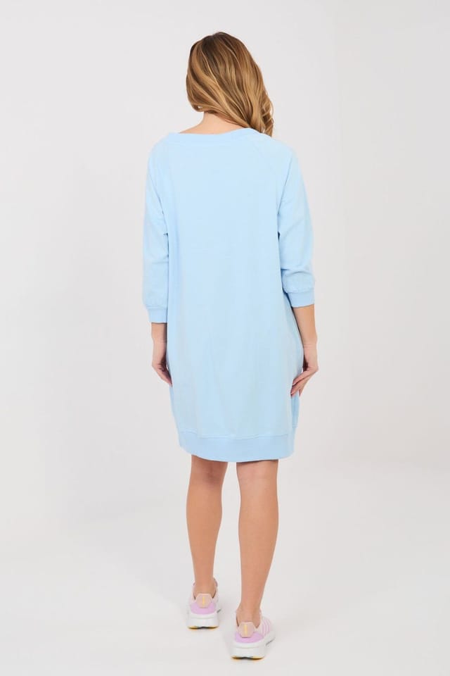 Love Lace Love Lace Women's Cotton Elastane Sweatshirt Dress with Pockets Style 224942 in Blue - 2