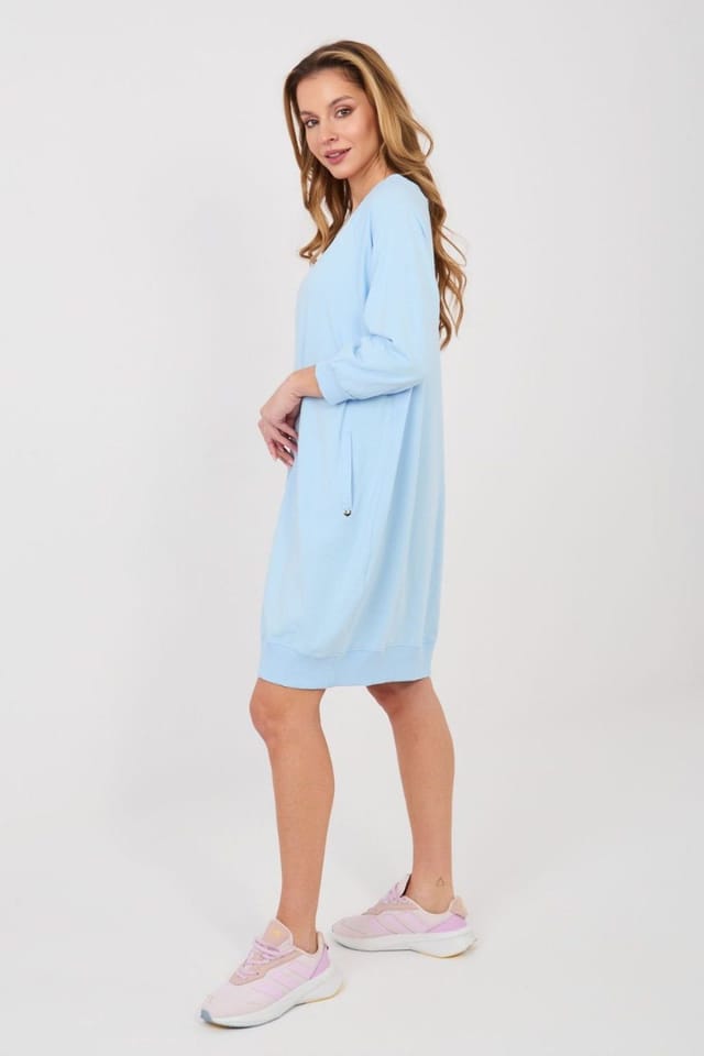 Love Lace Love Lace Women's Cotton Elastane Sweatshirt Dress with Pockets Style 224942 in Blue - 3