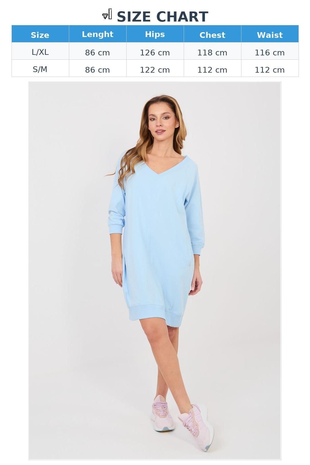 Love Lace Love Lace Women's Cotton Elastane Sweatshirt Dress with Pockets Style 224942 in Blue - 4