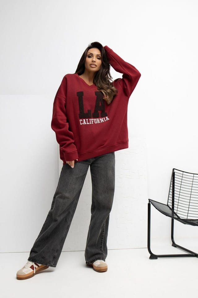 Love Lace Love Lace Women's Embroidered Cotton Elastane Long Sleeve Blouse in Red - 2