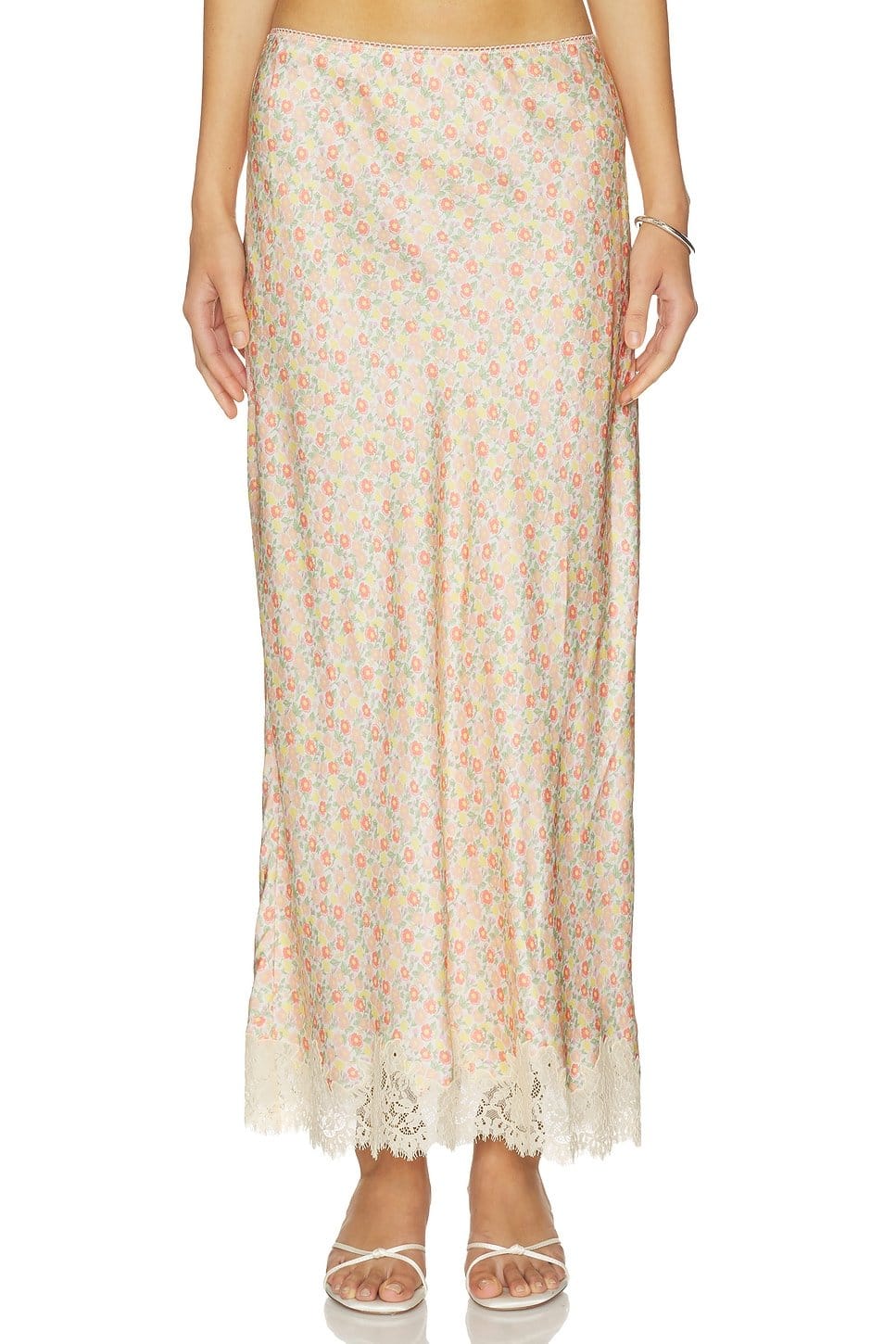 Revolve Katie Floral Cream Floral Midi Skirt