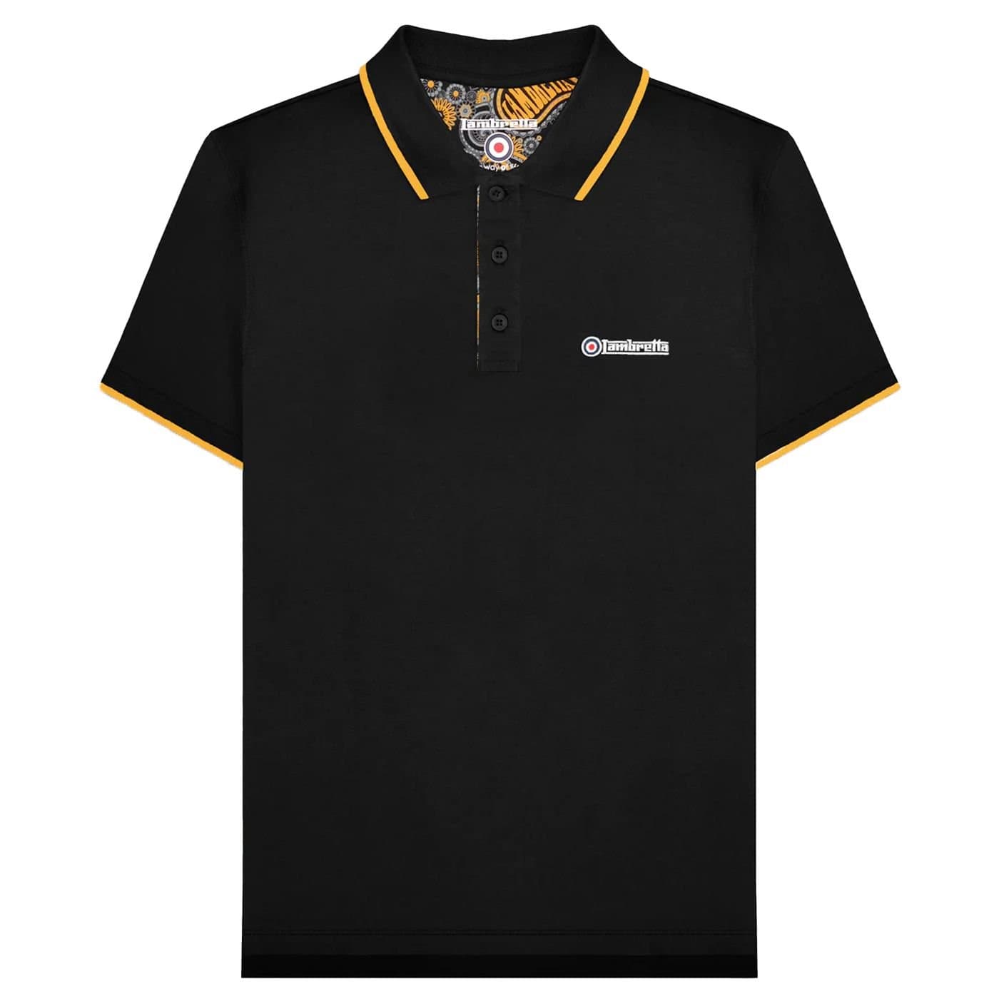Lambretta Lambretta Men's Paisley Lined Polo Shirt in Black