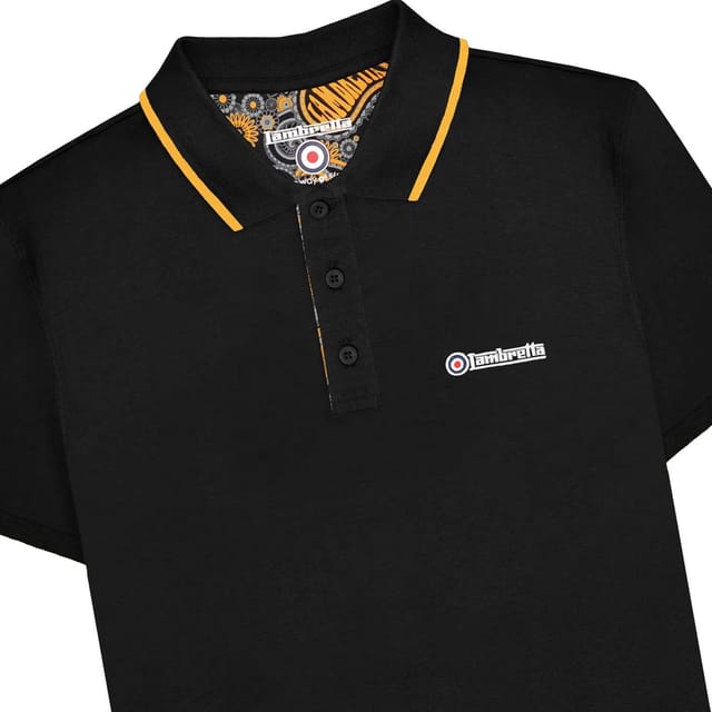 Lambretta Lambretta Men's Paisley Lined Polo Shirt in Black - 3