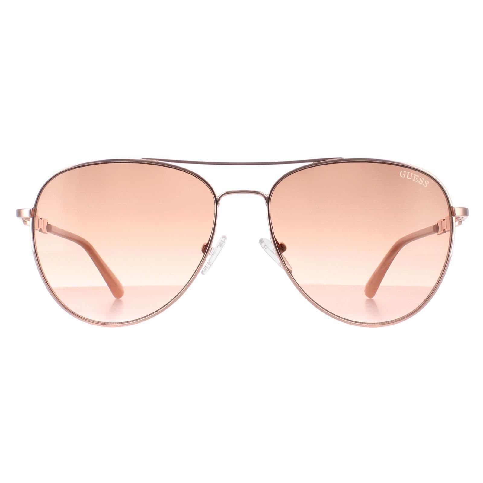 GUESS Guess Women's Aviator Shiny Rose Gold Brown Gradient GF6143