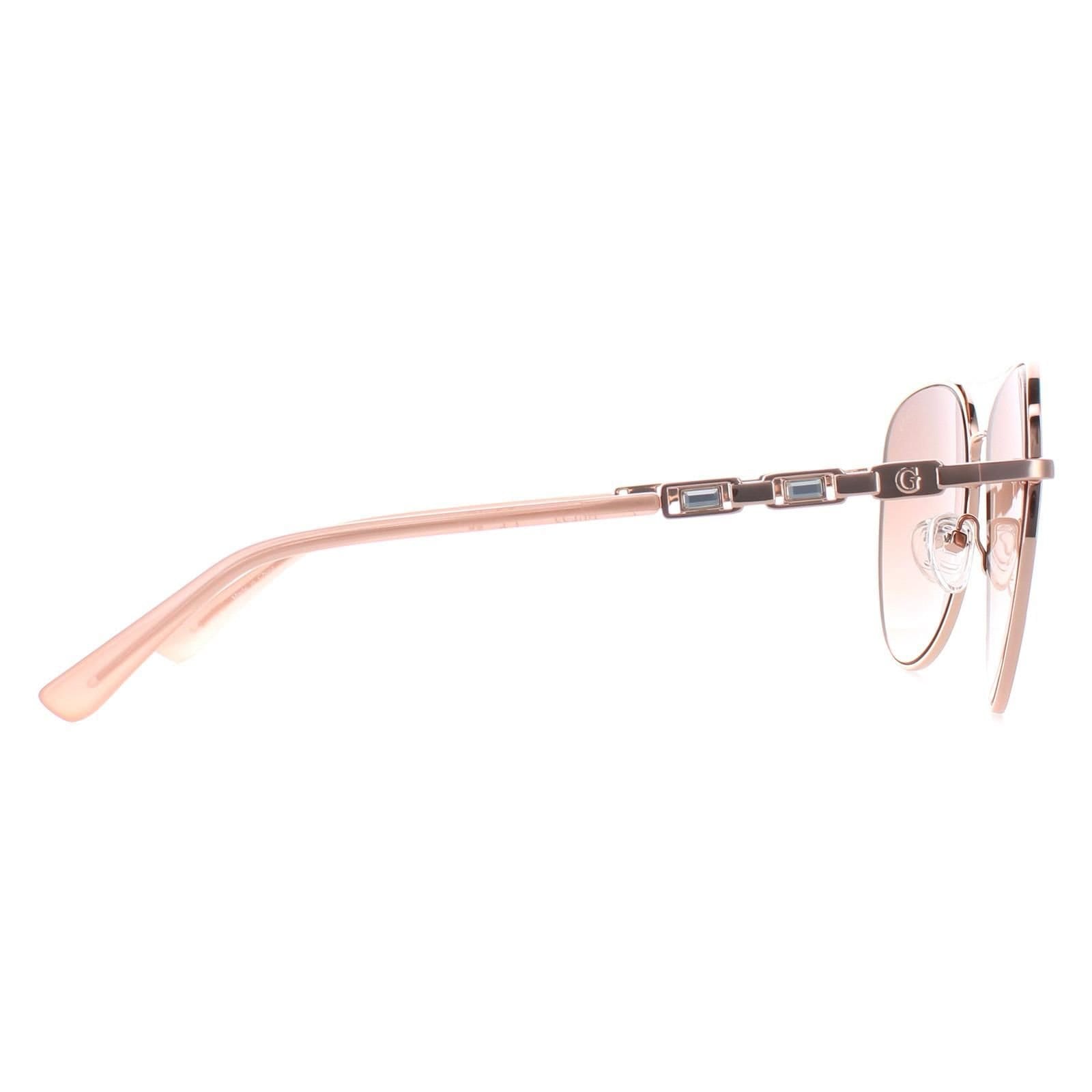 GUESS Guess Women's Aviator Shiny Rose Gold Brown Gradient GF6143 - 4