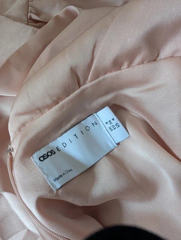 ASOS ASOS design Bridesmaid satin maxi dress with wrap bodice in blush. Size 8. Low back.