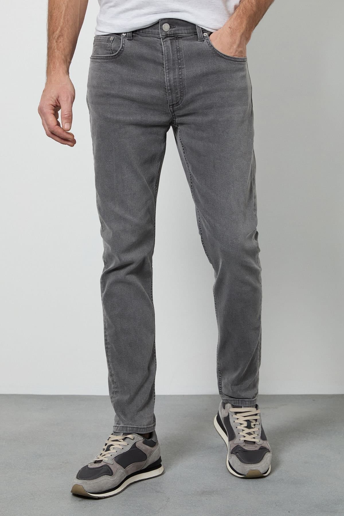 Burton Burton Men's Grey Stretch Skinny Fit Jeans