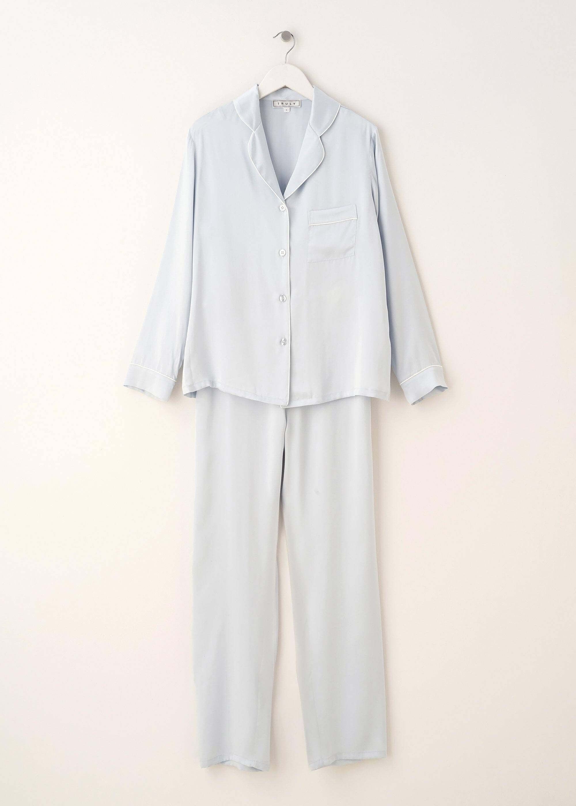 Truly Truly Women's Silk Pyjama Set in Baby Blue - 3