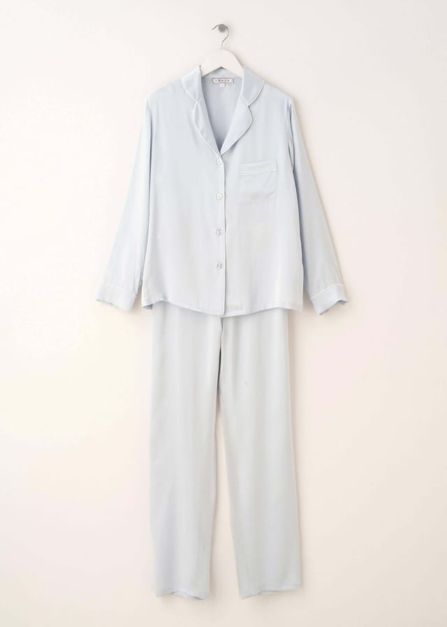 Truly Truly Women's Silk Pyjama Set in Baby Blue - 3