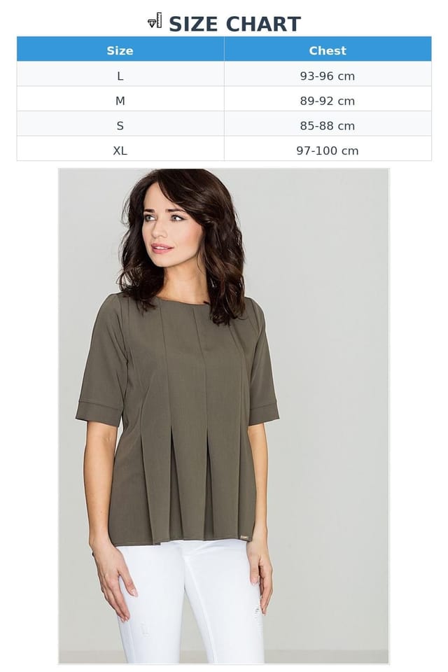 Love Lace Love Lace Women's Slight Oversize Front Pleat Blouse in Green - 3