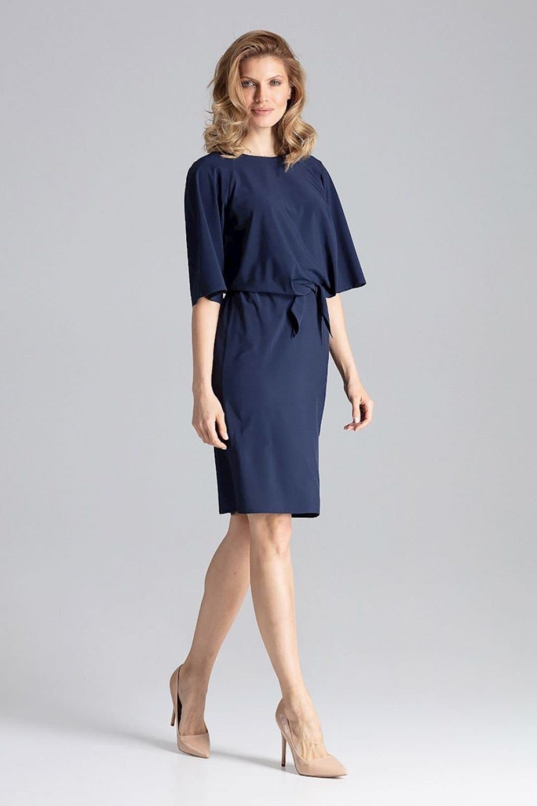 Love Lace Love Lace Women's Delicate Knee Length Dress with Elastic Waist in Blue