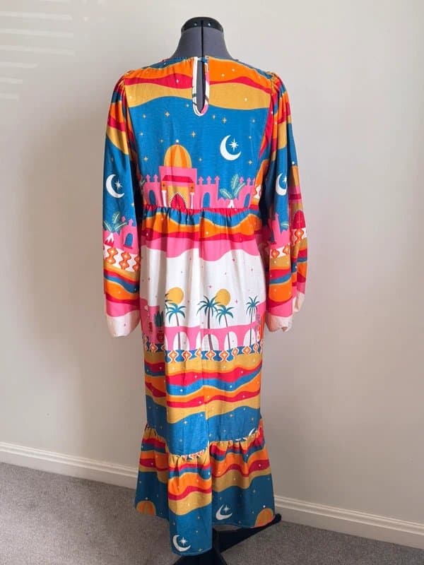 Never Fully Dressed Never Fully Dressed Ariabian Nights Paradise Print Oversized Midaxi Dress UK 8