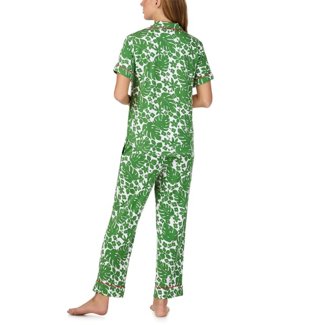 kate spade new york Kate Spade New York Women's KS new york short sleeve notch crop pj set in floral grove in Light Green - 2