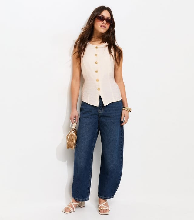 New Look Women's Petite White Textured Button Waistcoat New Look - 3