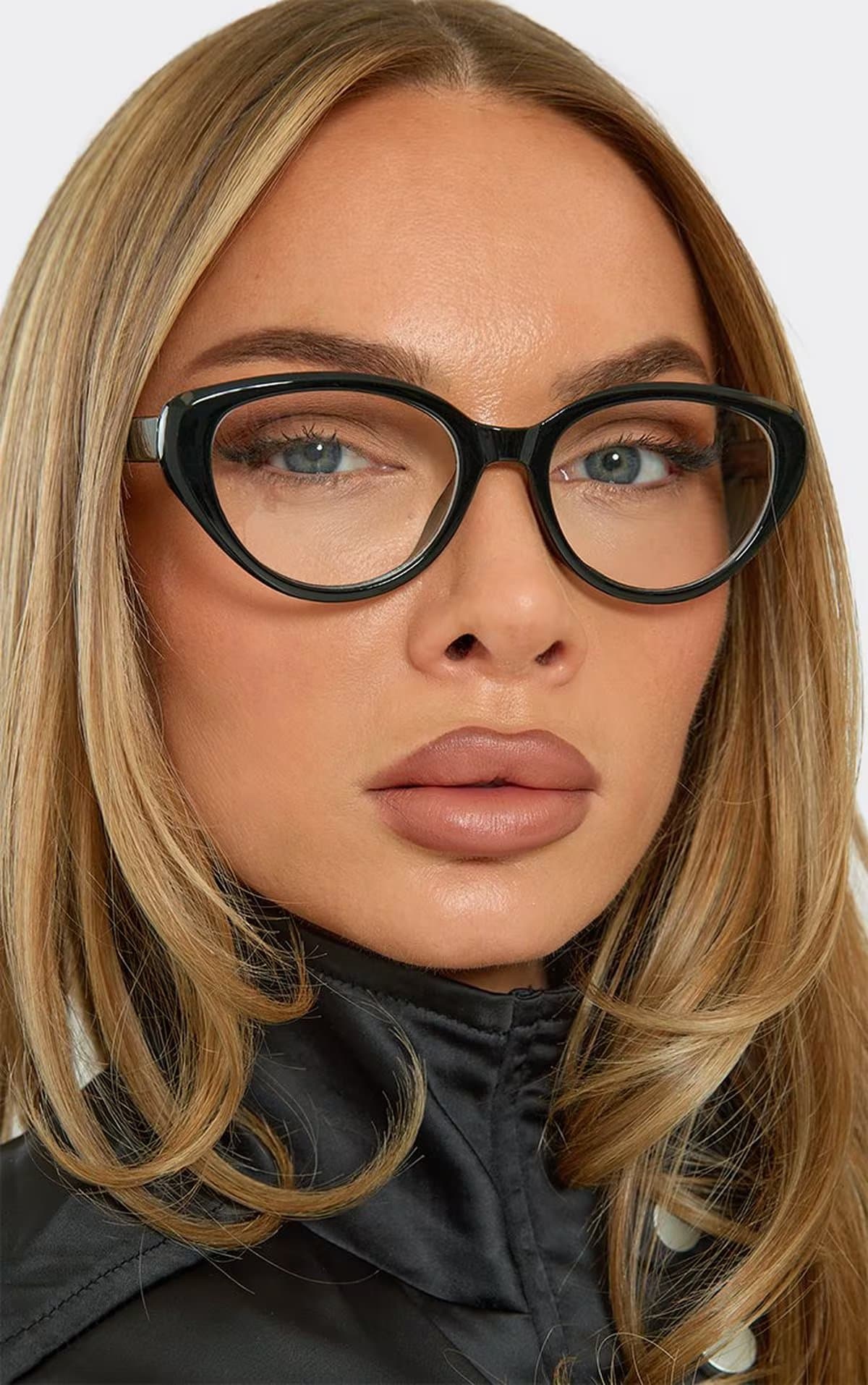 EGO Cateye Shape Clear Lense Glasses In Black, Women's Size UK 0