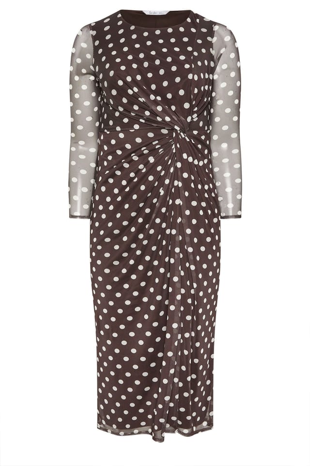 Yours Yours Women's Polka Dot Maxi Dress in Chocolate - 2