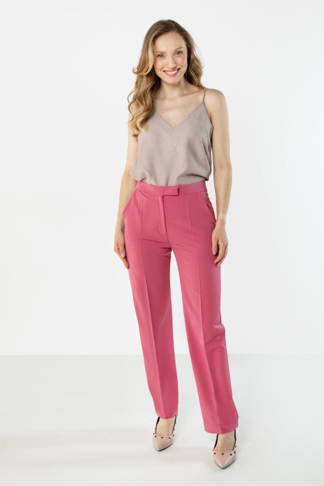 Love Lace Pink High Waist Straight Trousers