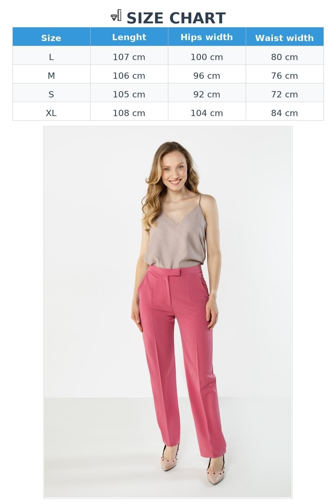 Love Lace Love Lace Women's Classic High Waist Creased Straight Trousers in Pink - 4