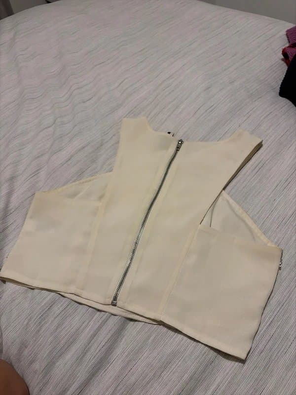 Topshop Topshop Premium Cream embellished crop top