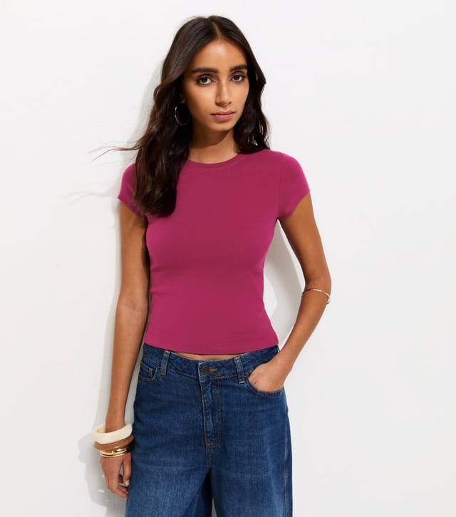 New Look Women's Burgundy Short Sleeve Baby Tee New Look - 2