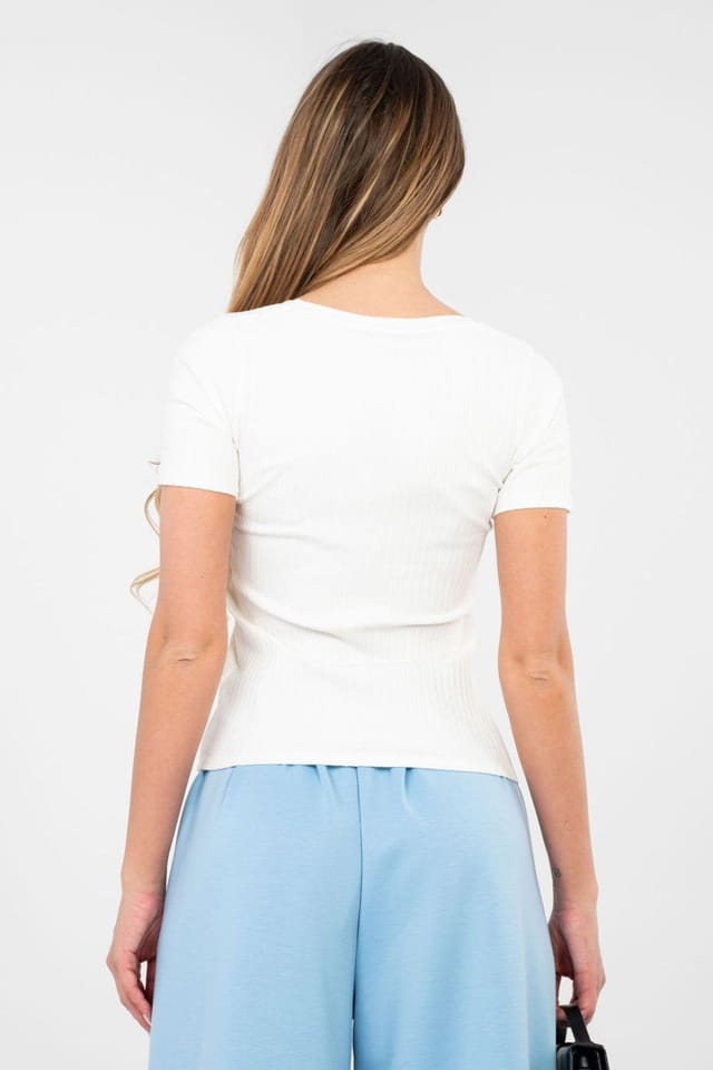 Love Lace Love Lace Women's Fitted Cotton Elastane Blouse in White - 3