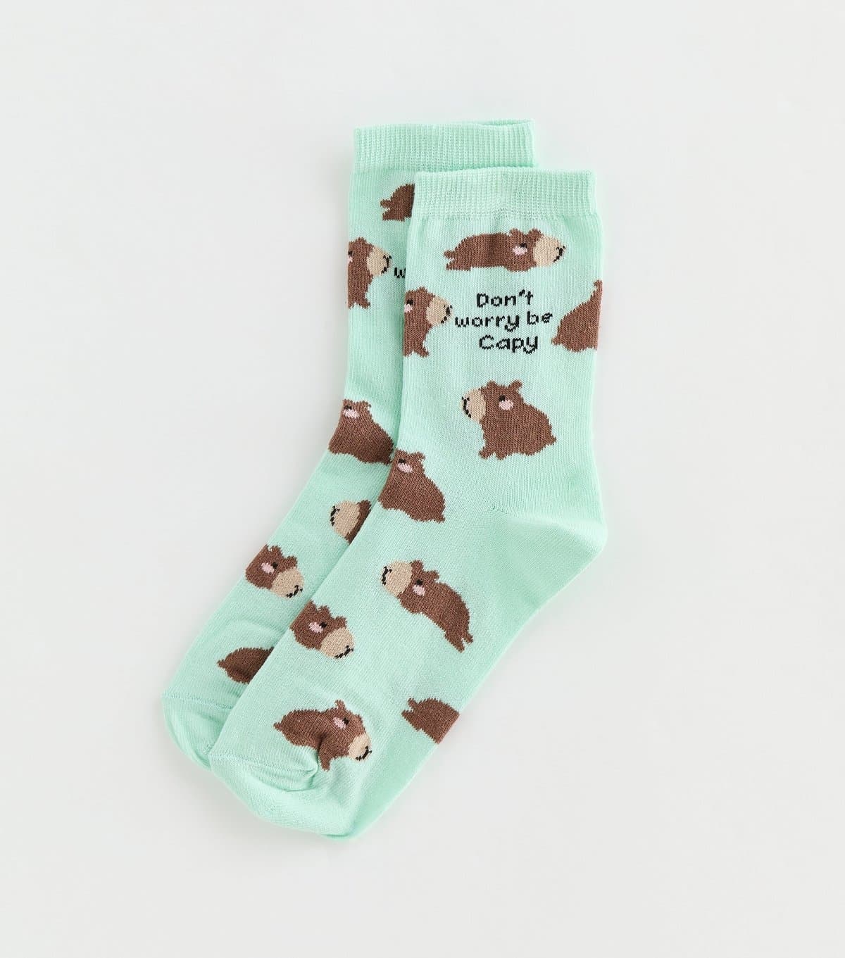New Look Mint Green 'Dont Worry Be Cappy' Socks New Look