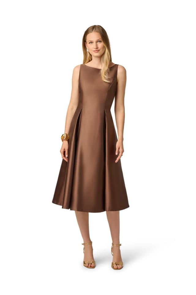 Adrianna Papell Adrianna Papell Women's Sleeveless Tea Length Dress in Brown - 2