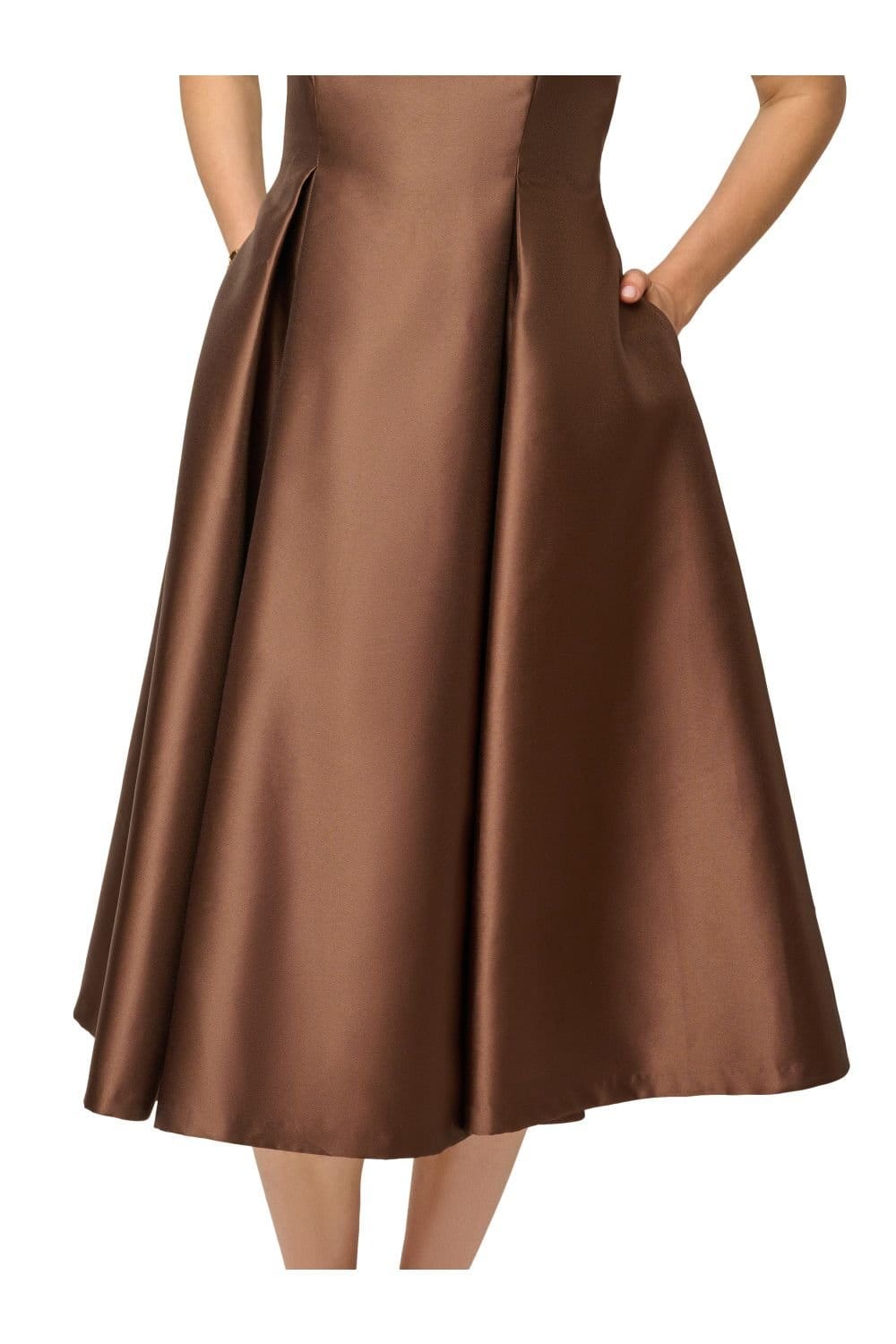 Adrianna Papell Adrianna Papell Women's Sleeveless Tea Length Dress in Brown - 4