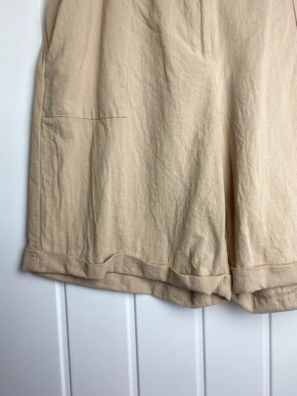 Shein SHEIN Beige Cotton Shorts Womens Size L approx. UK12 Elastic Waist Casual Summer