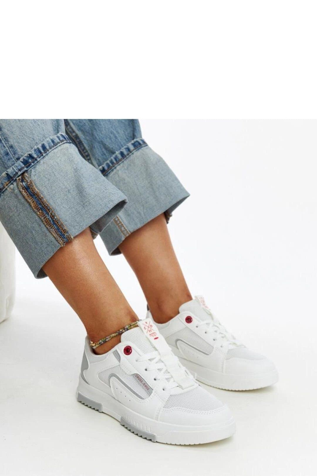 Love Lace Love Lace Women's Cross Jeans Sport Sneakers with Rubber Sole & Laces White