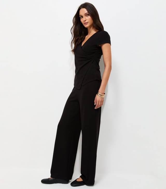 New Look Women's Black Soft Touch Wide Leg Trousers New Look - 3