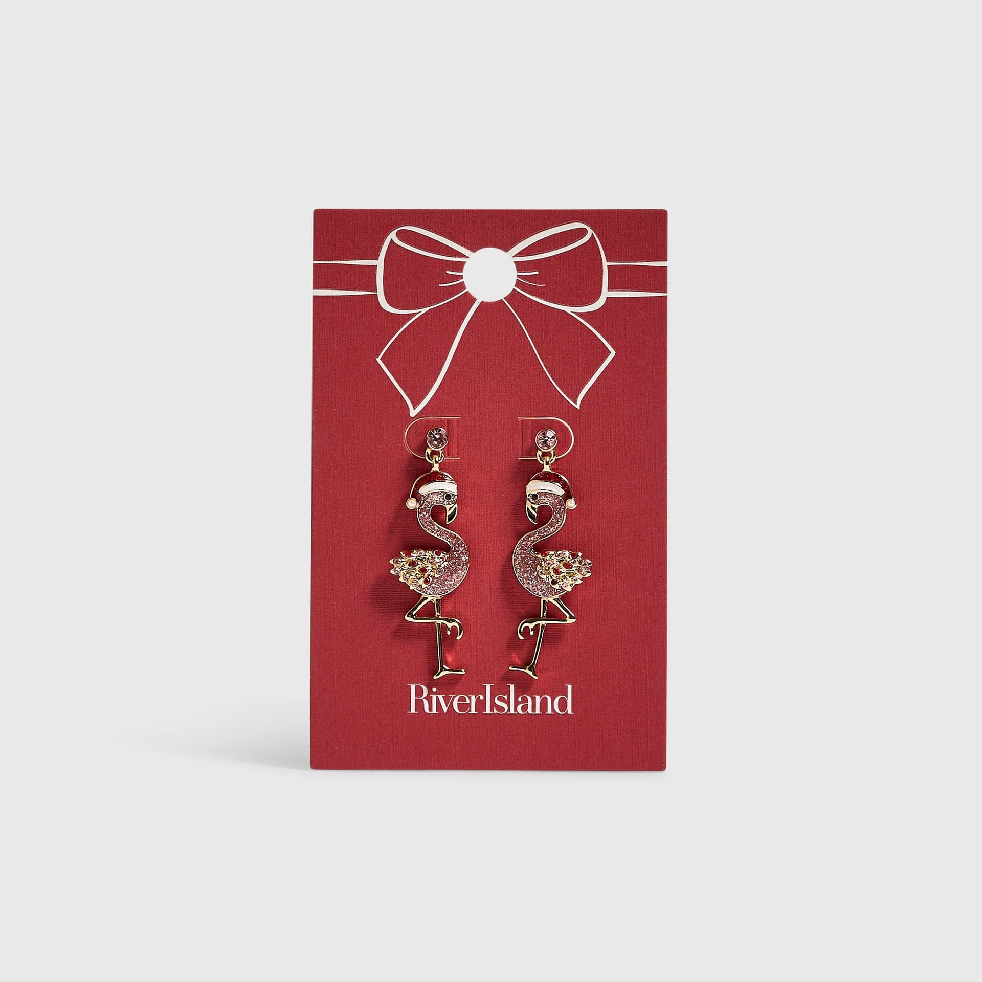 River Island River Island Womens Pink Christmas Flamingo Earrings