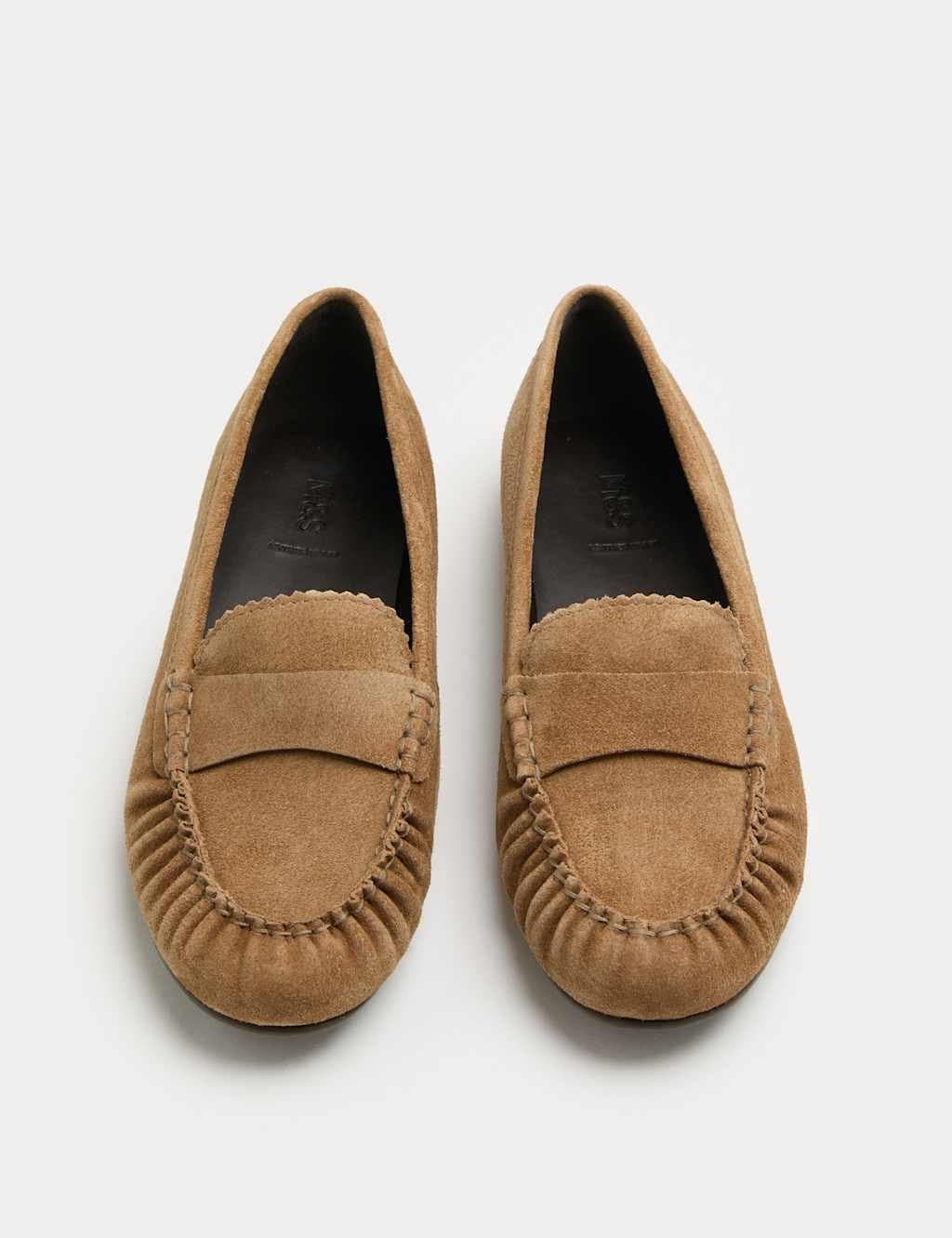 Marks & Spencer M&S Taupe Suede Flat Loafer Pumps