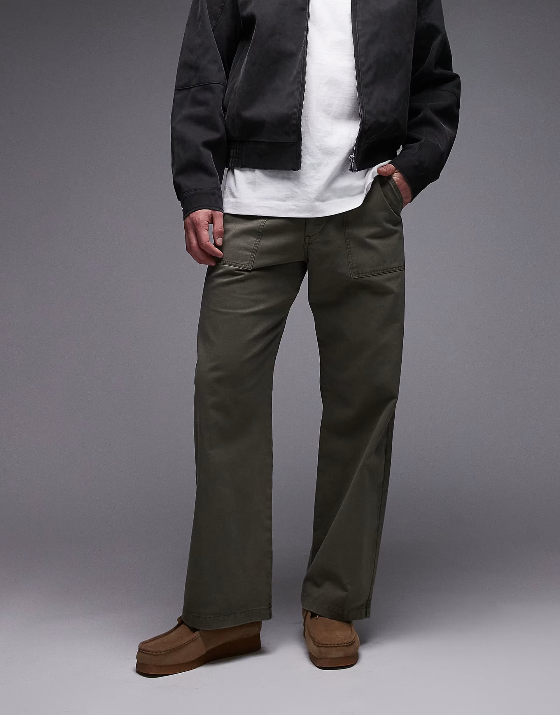ASOS Double A By Wood Wood heino straight leg trousers in khaki