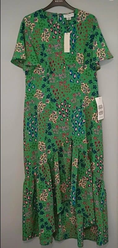 Never Fully Dressed Never Fully Dressed Green Floral Print Midi Dress - size 14