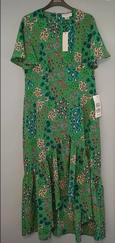Never Fully Dressed Green Floral Print Midi Dress - size 14