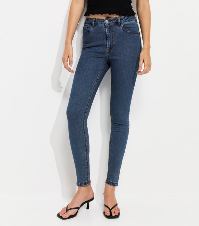 New Look Women's Dark Blue Mid Rise Skinny Jeans New Look - 3