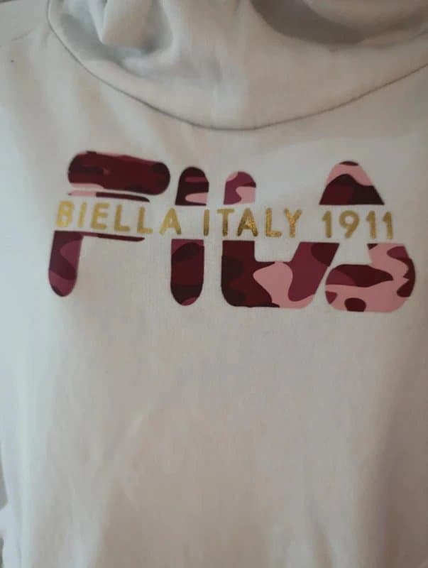 FILA Fila Biella Italy 1911 Pink Camo Logo Hoodie Womens Oversized Y2K Athleisure